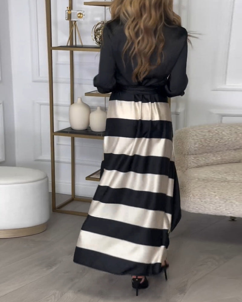 Sophia I Elegant Striped Dress