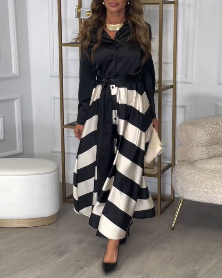 Sophia I Elegant Striped Dress