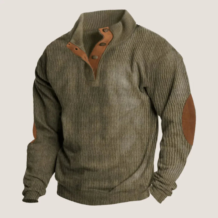 Ribbed Sweater with Buttons