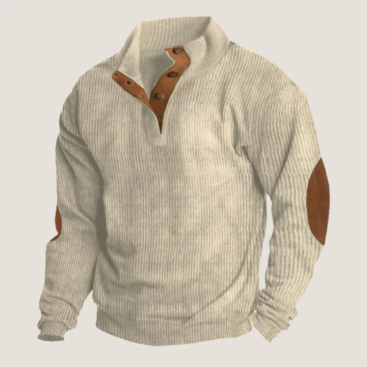 Ribbed Sweater with Buttons