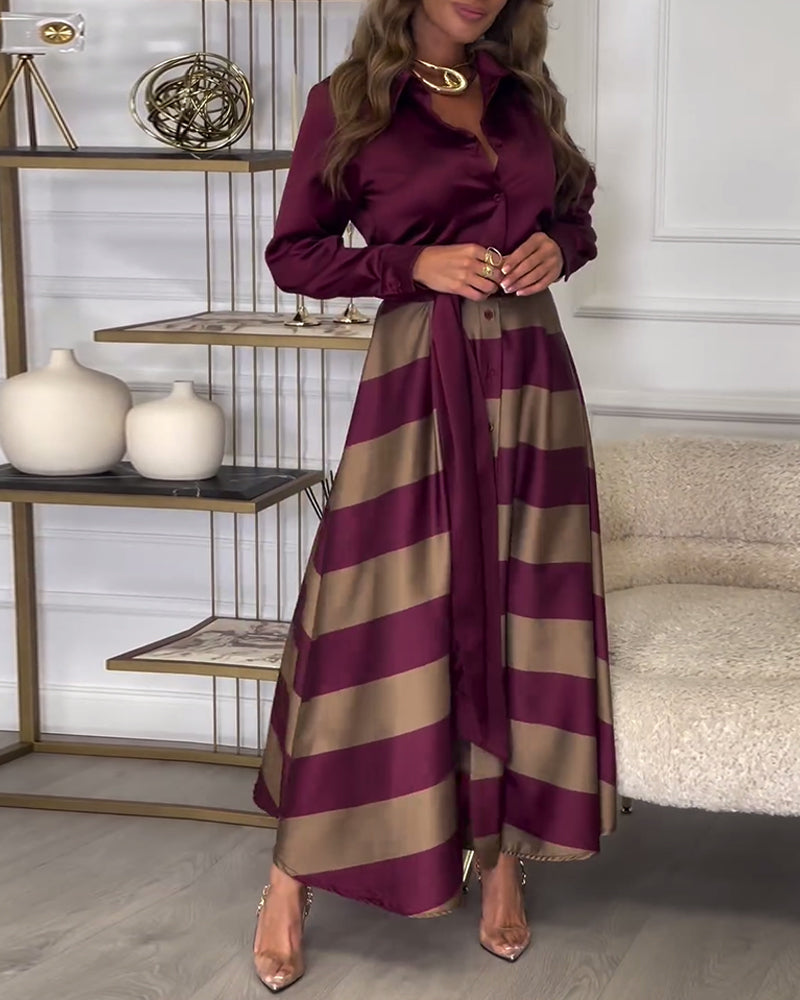 Sophia I Elegant Striped Dress