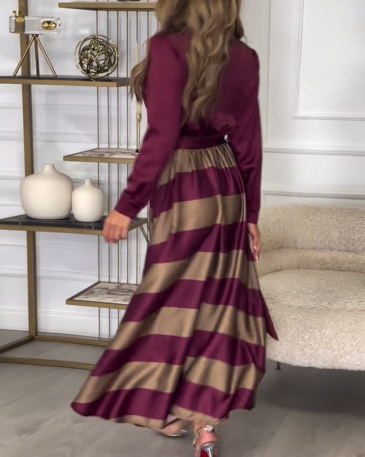 Sophia I Elegant Striped Dress