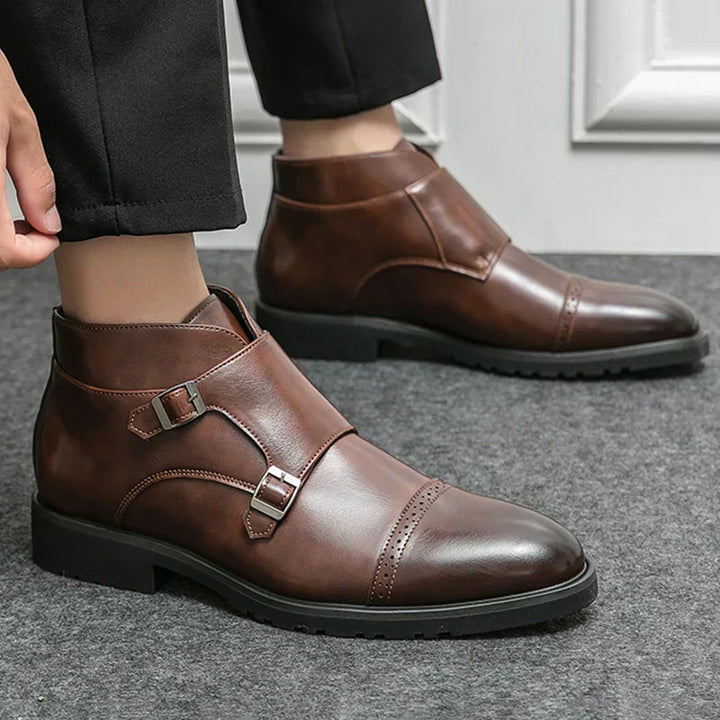 Clark | Leather Boots with Double Monk Strap