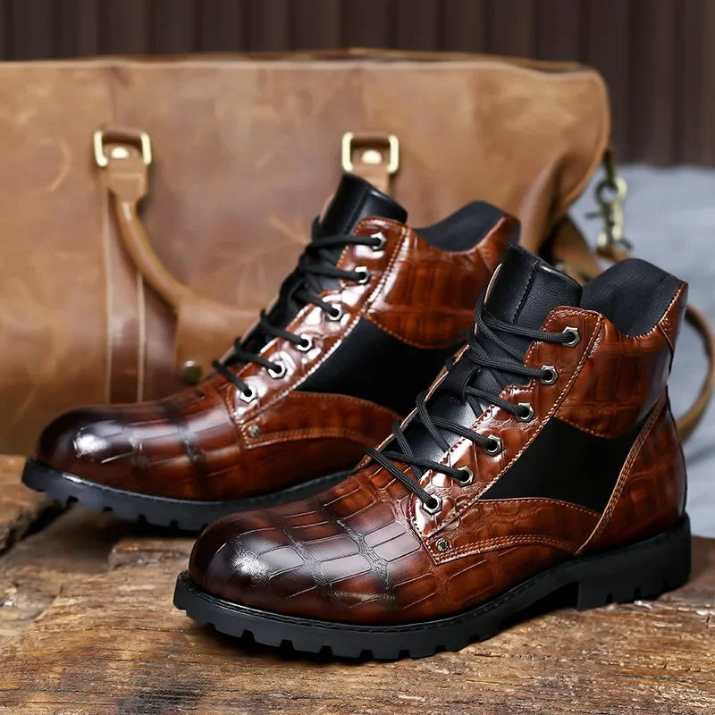 Quentin | Leather Croco Boots