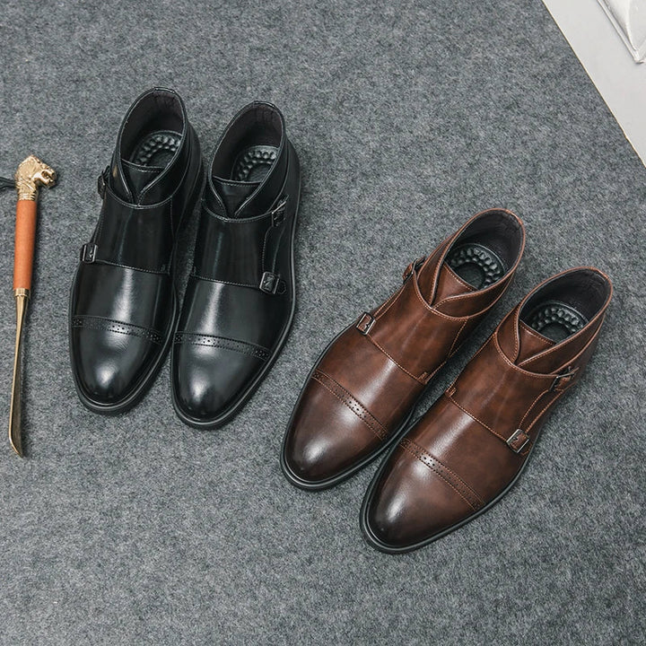 Clark | Leather Boots with Double Monk Strap