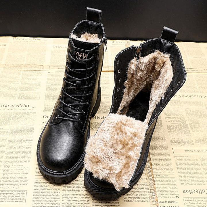 Irma - Black Leather Winter Boots