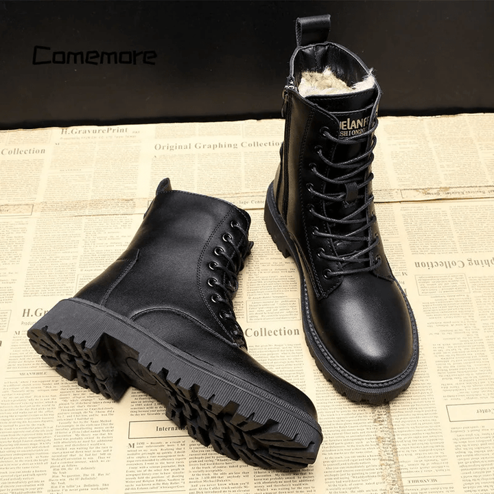 Irma - Black Leather Winter Boots