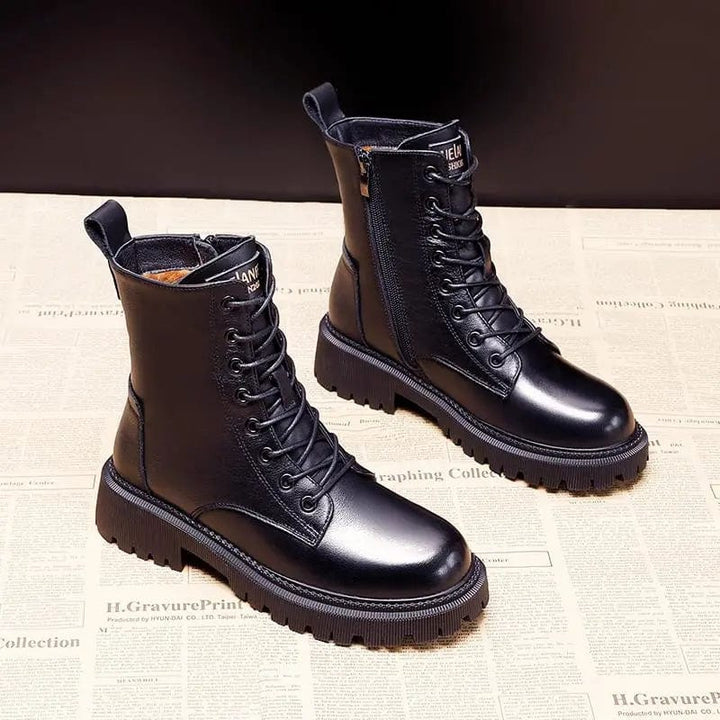 Irma - Black Leather Winter Boots