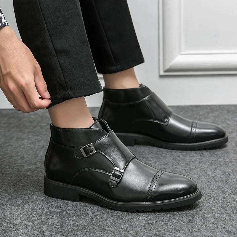 Clark | Leather Boots with Double Monk Strap