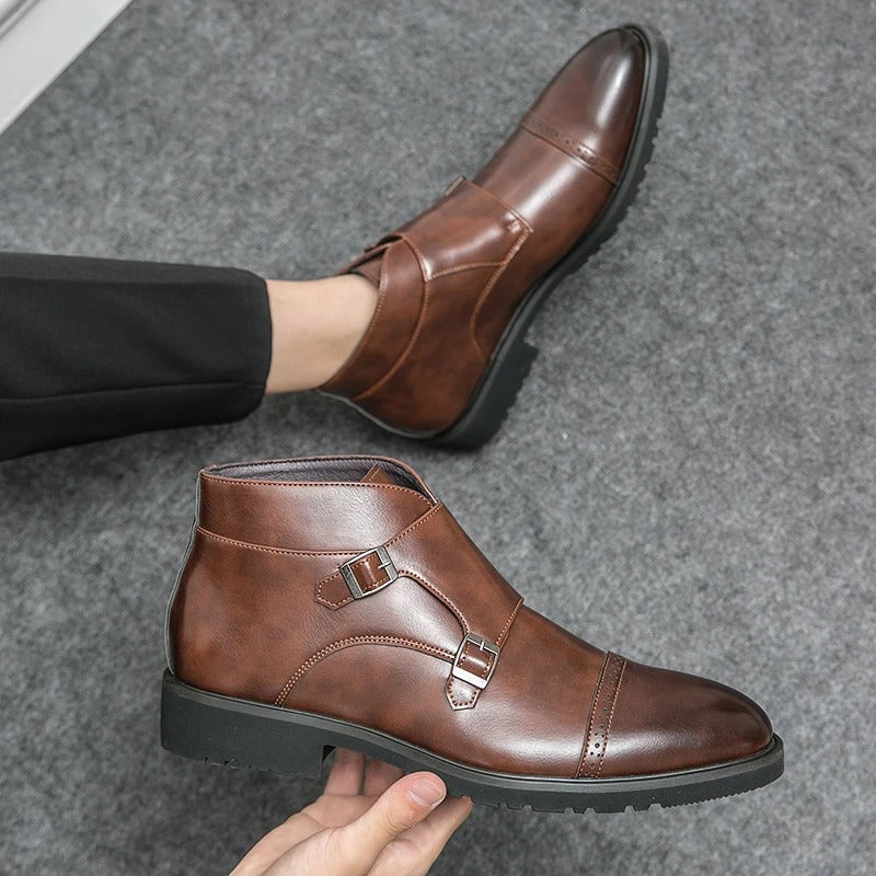 Clark | Leather Boots with Double Monk Strap