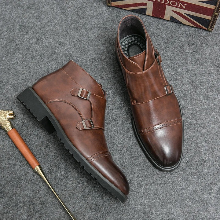 Clark | Leather Boots with Double Monk Strap