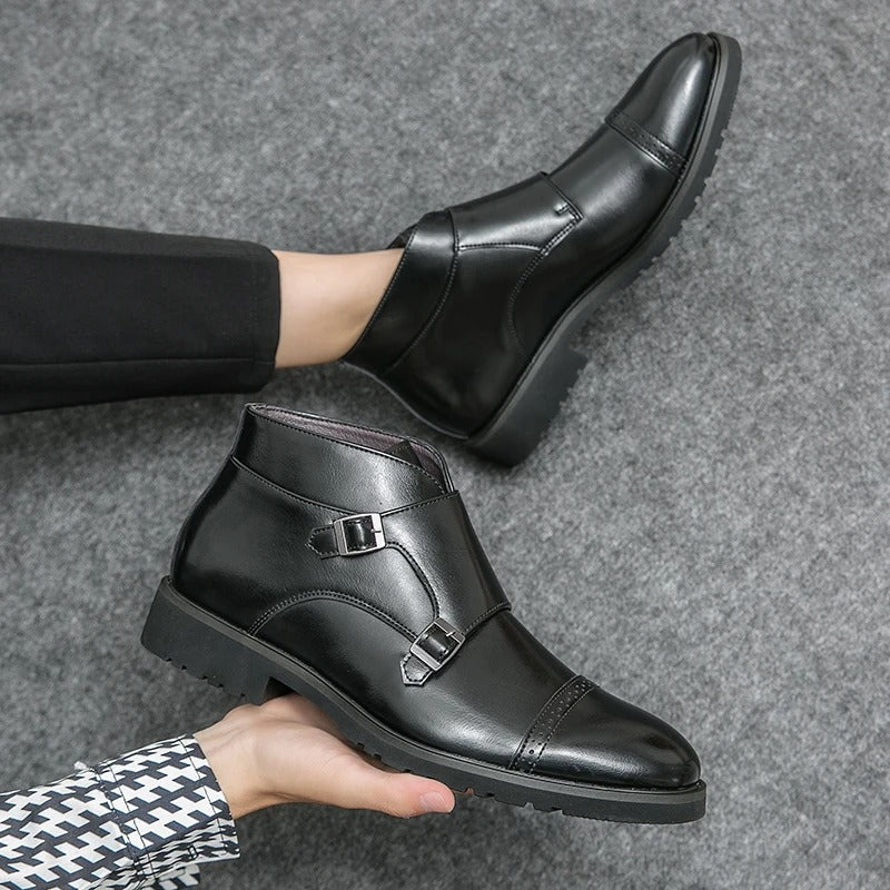 Clark | Leather Boots with Double Monk Strap