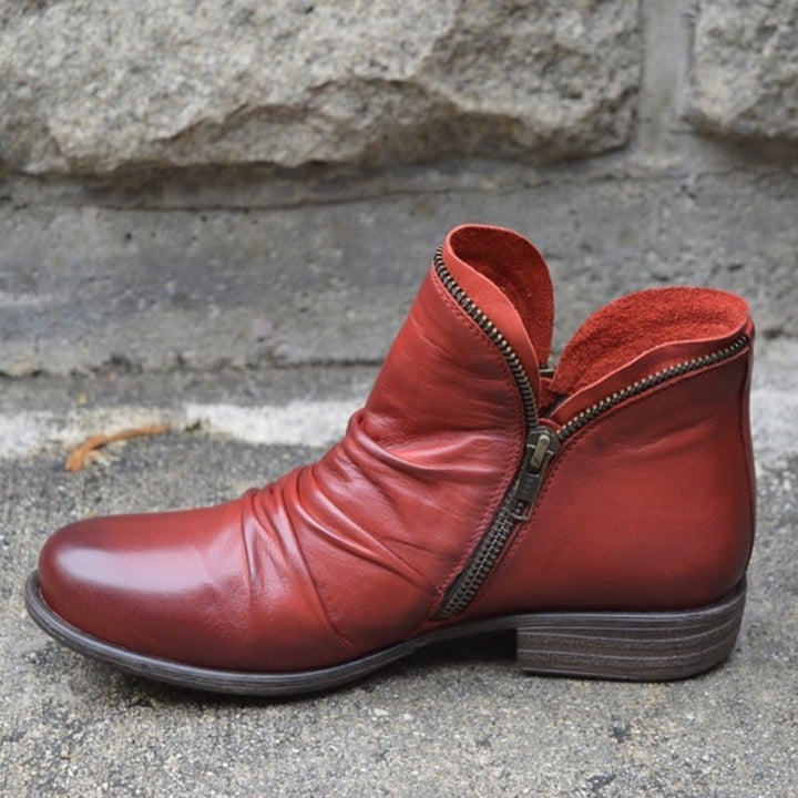 Bice - Orthopedic Leather Boots with Zip Closure