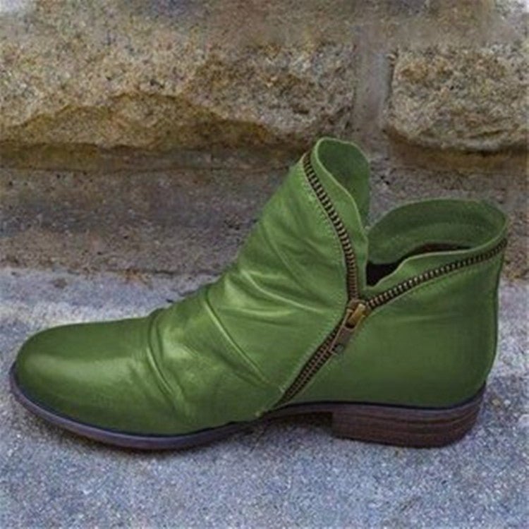 Bice - Orthopedic Leather Boots with Zip Closure