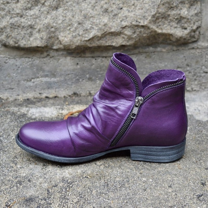 Bice - Orthopedic Leather Boots with Zip Closure